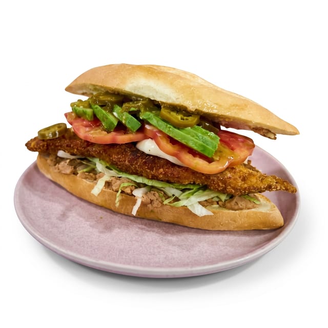 Torta Chicken Milanesa (Breaded Chicken Sandwich).