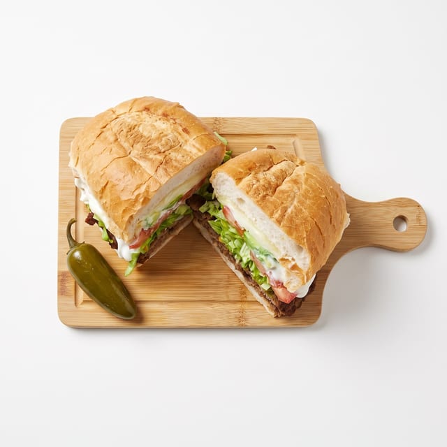 Torta Beef Milanesa (Breaded Beef Sandwich).